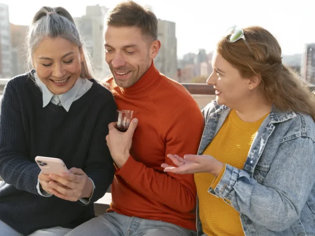 Personas usando una app móvil para mandar dinero y realizar remesas desde USA