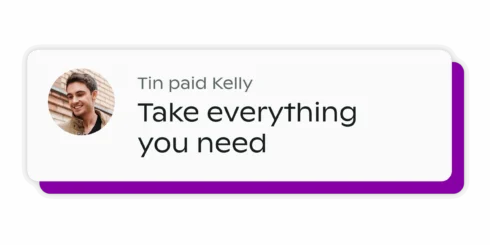 Confirmación de pago exitoso en la app Vex Wallet entre usuarios